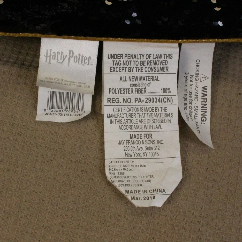 Harry Potter Reversible Sequin Pillow 16x16 Platform 9 3/4 Glasses Black Y2K